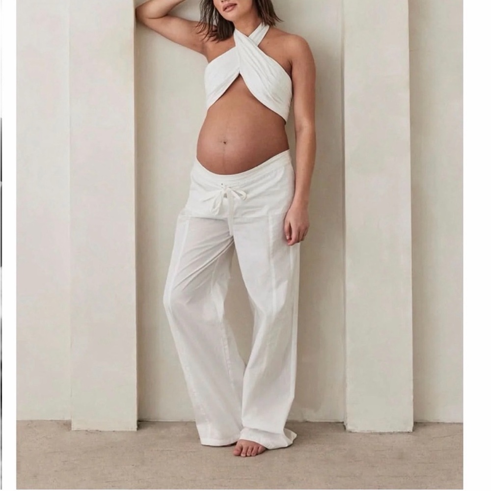 NWT Bumpsuit White Bandage Top Linen Halter Crop top size Large